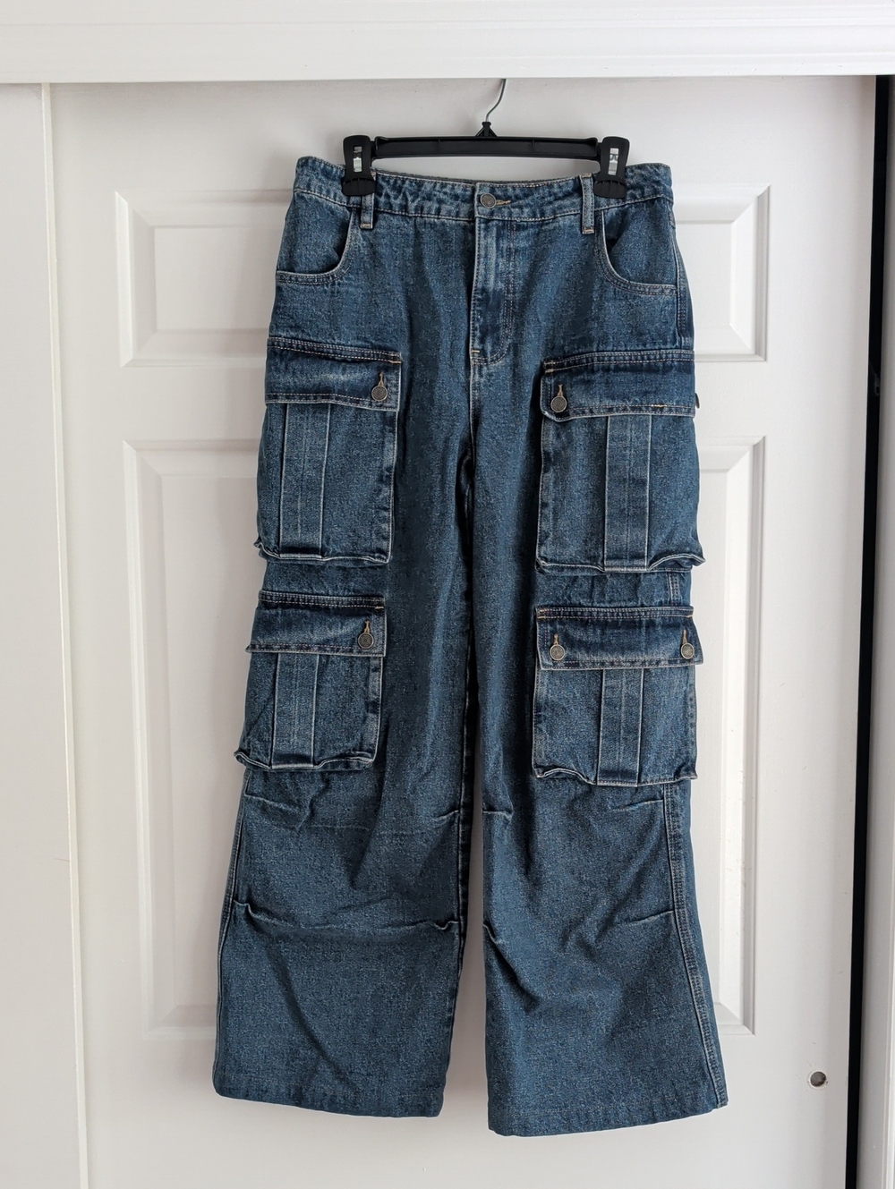 Walter Baker Dark Blue Denim Cargo Jeans - Multi-Pocket Workwear Style